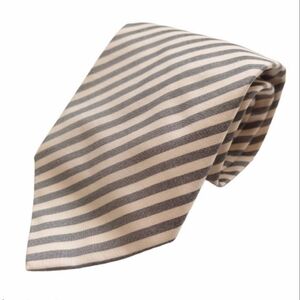 GIANFRANCO FERRE Cotton Silk Tie Grey and Off White Stripes